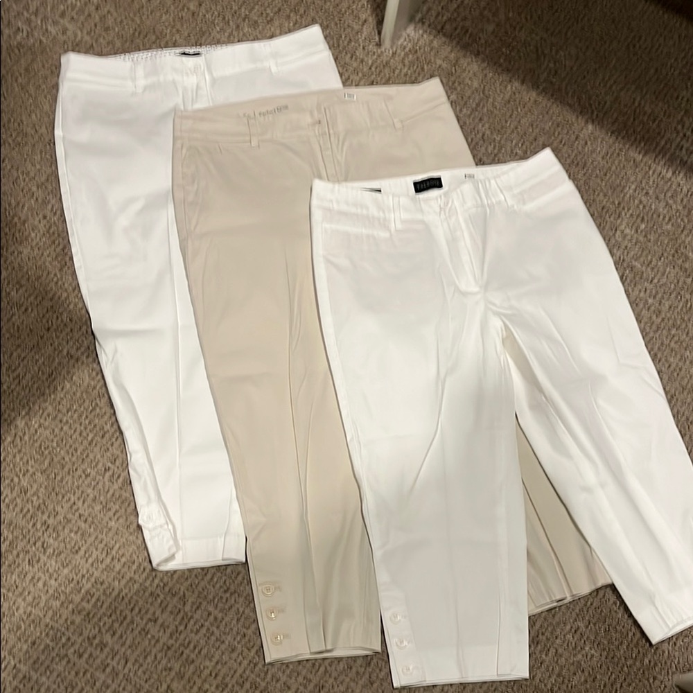Talbots White and Cream Pants Set